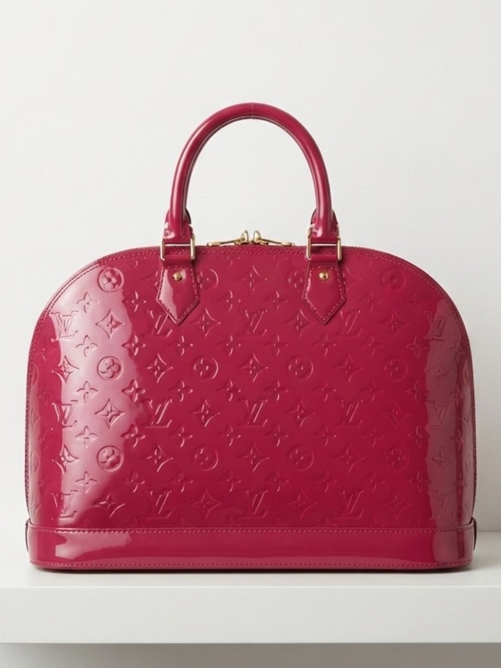 Louis Vuitton Pink Rose Indian Leather Monogram Vernis Alma GM Pristine, COA